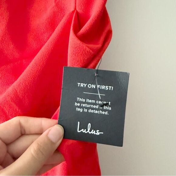 NWT Lulus Romantic Thoughts Red Cowl Neck Lace-Up Maxi Dress L - Picture 5 of 9